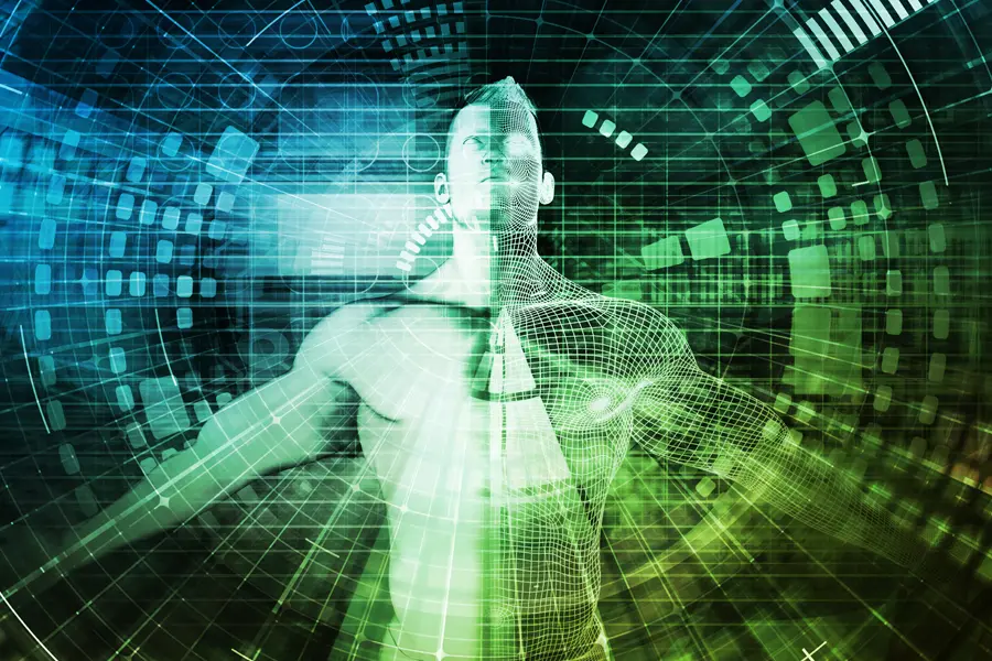 InBody-Body-Composition-Scan-Clinic 3D illustration of a human body being scanned. Schedule an InBody Composition Scan from Healthy Aging Medical Centers of New Jersey in Northern New Jersey.