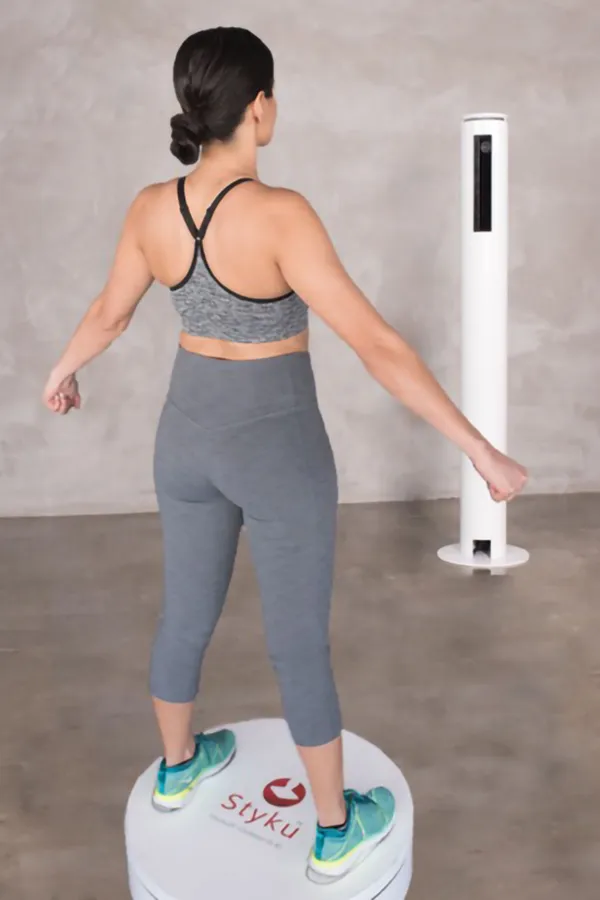 Styku-Body-Scanner-Treatment A woman standing on a Styku body scanner. Get a Styku Body Scan from Healthy Aging Medical Centers of New Jersey in Northern New Jersey.